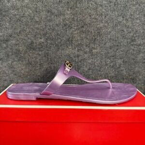 NWB Coach Pennie 2 Purple Jelly Sandals Pave Crystal Thong Flip Flops Womens 10B
